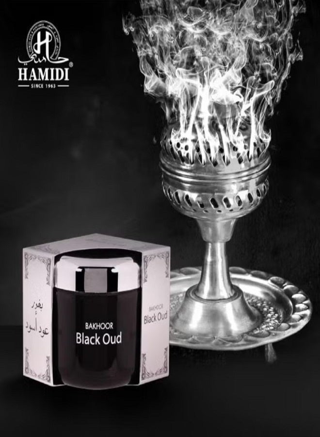 Hamidi Black Oud 100% Pure Oriental Bakhoor, Arabic Incense, Home Fragrances, Use With Burner Or Charcoal, Relax feeling, Refreshing, Use Every where Black/Silver 70grams - Image 3